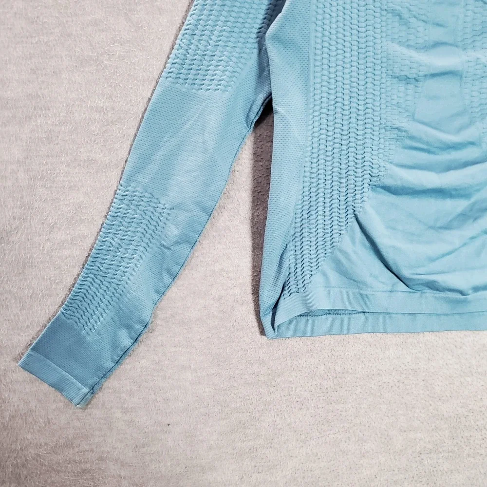 Nike Sphere‎ Women Activewear Top M/L Blue Seamless Compression Crop Shirt Y2K
